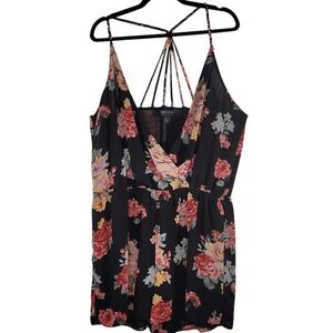 Forever 21+ Black Floral Strappy‎ Romper